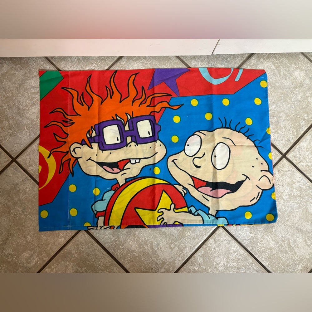 VTG 1997 Rugrats Pillowcase Chuckie Angelica Tommy Pickles Spike